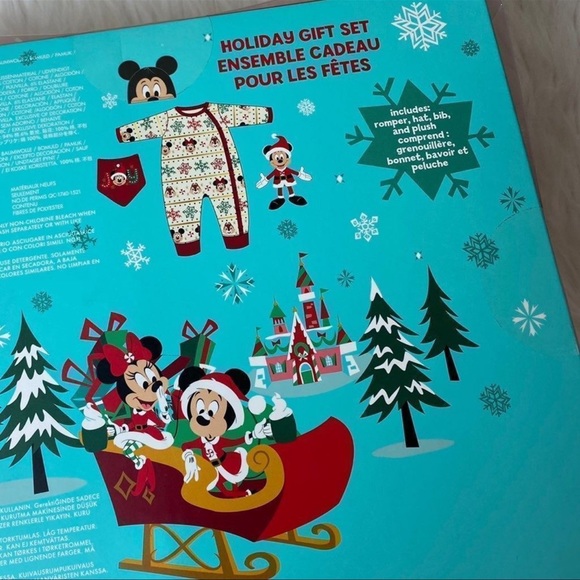 DISNEY DISNEYLAND MICKEY MINNIE MOUSE CHIP DALE CHRISTMAS XMAS SANTA BABY 9-12 - Picture 2 of 9